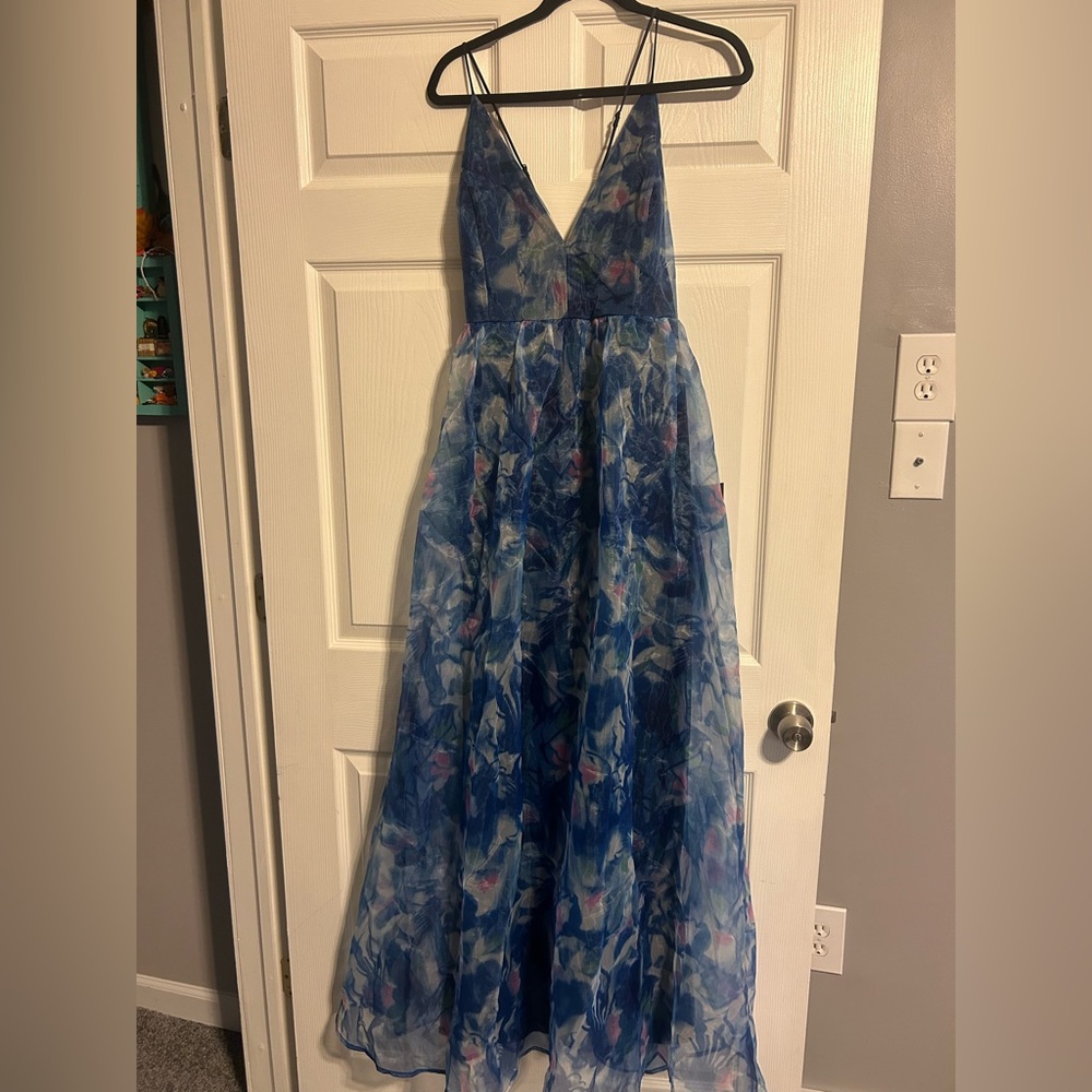 Lulu's Blue Floral Maxi Dress